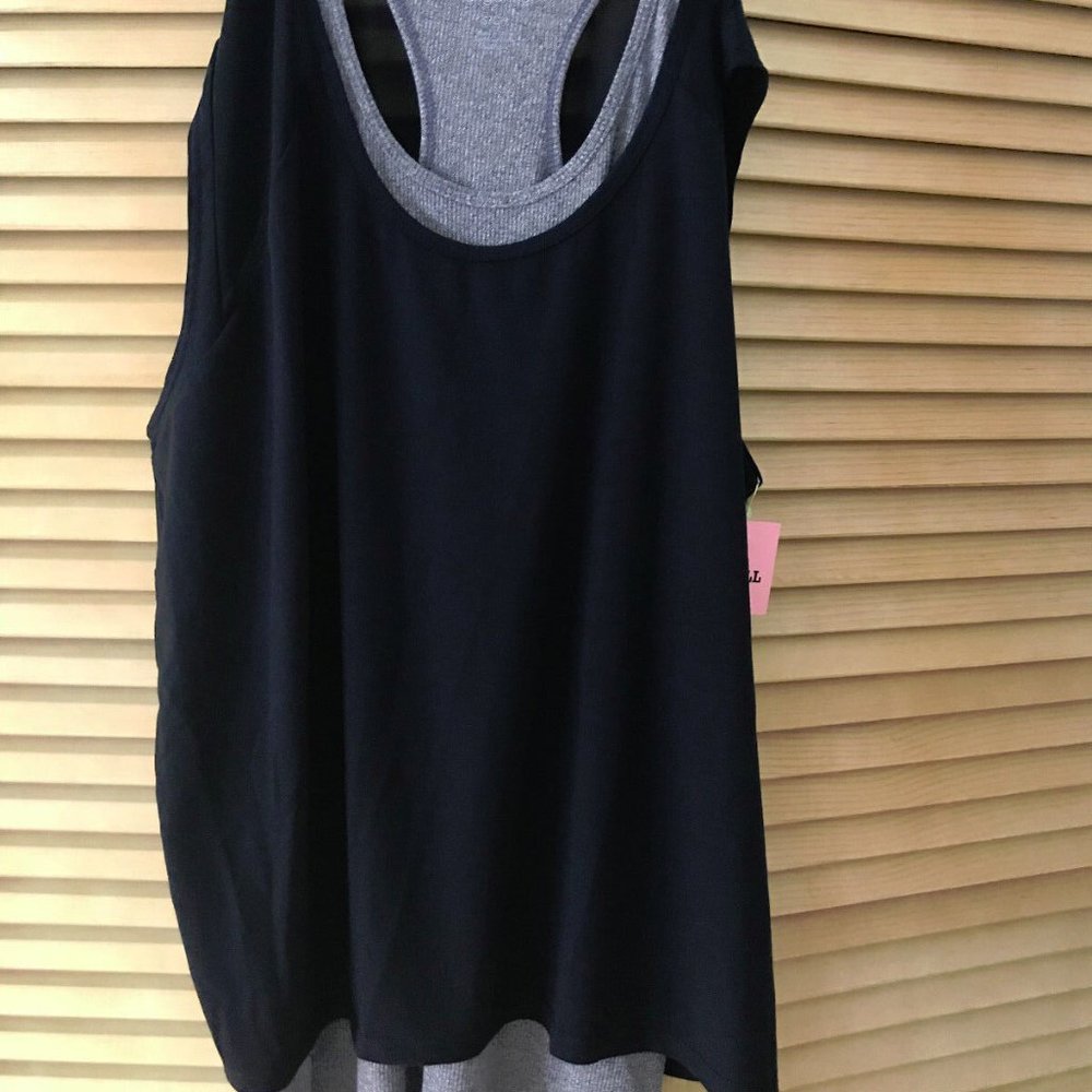 NWT TANGERINE TWOFER TOP NAVY/LT. BLUE Top- Size Small